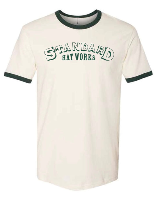 GREEN LOGO RINGER T SHIRT